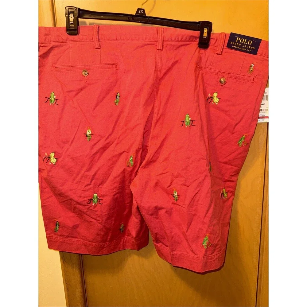 Polo Ralph Lauren Shorts Men's 46B Nantucket  Red Embroidered Stretch Chino.NWT
